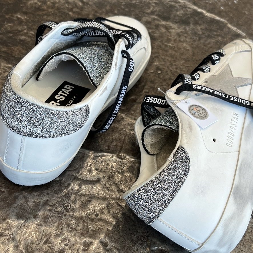 Golden Goose x Swarovski Superstar White Leather Upper with Golden Goose x Swarovski Superstar White Leather Upper with